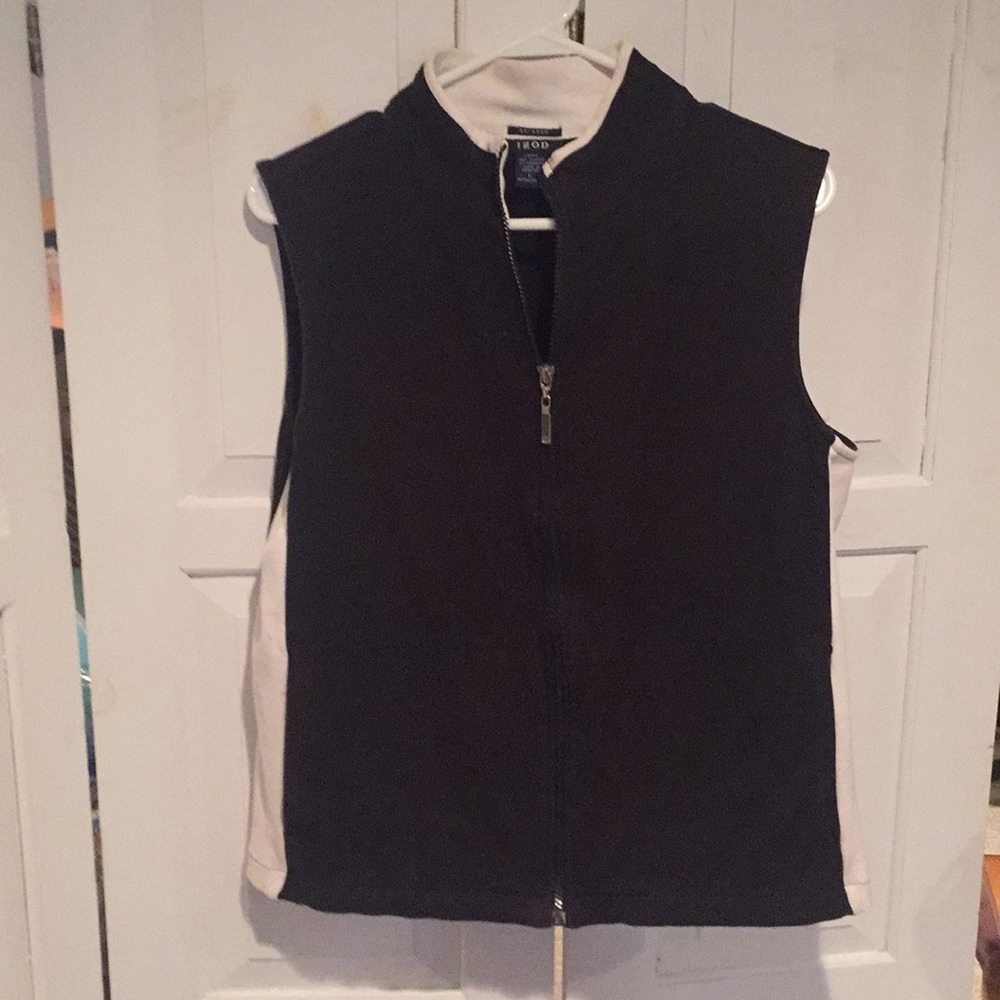 IZOD black vest with white stripes on side